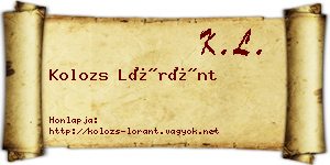 Kolozs Lóránt névjegykártya