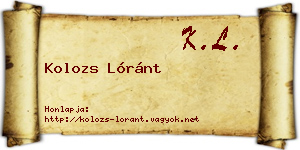 Kolozs Lóránt névjegykártya